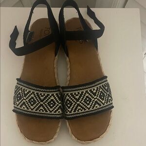 Toms Black and White Espadrille Sandals